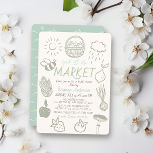 Invitation Frais sortis du marché Doodle Green Enterrement de