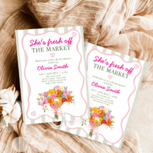 Invitation Frais sortis du marché Rose Vert Shower de mariage