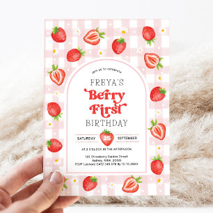 Invitation Fraise 1er anniversaire   Berry First Girl Party