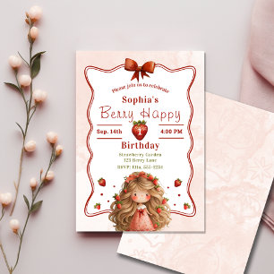 Invitation Fraise 1er anniversaire   Berry Happy Theme