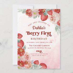 Invitation Fraise 1er anniversaire Berry Premier anniversaire