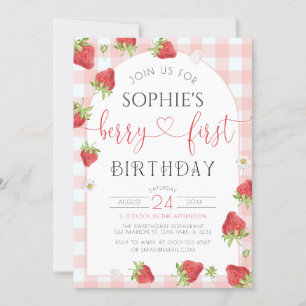 Invitation Fraise 1er anniversaire Berry Premier anniversaire