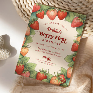 Invitation Fraise 1er anniversaire Berry Premier anniversaire