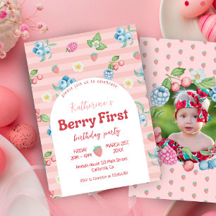 Invitation Fraise 1er anniversaire Berry Premier anniversaire