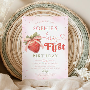 Invitation Fraise 1er anniversaire Berry Premier anniversaire