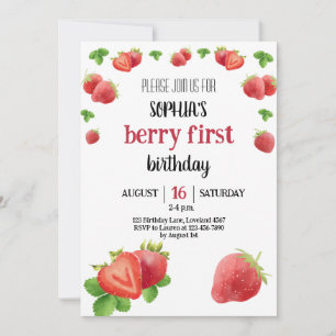 Invitation Fraise 1er anniversaire Berry Sweet
