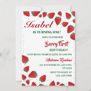 Invitation Fraise 1er Anniversaire Fête Berry 1er