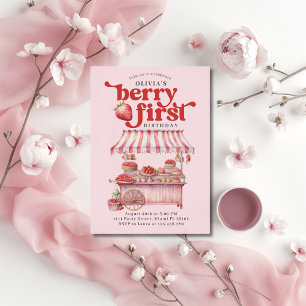Invitation Fraise 1er Anniversaire Fête Berry Première Fille