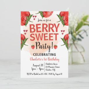 Invitation Fraise 1er anniversaire fête Berry Sweet
