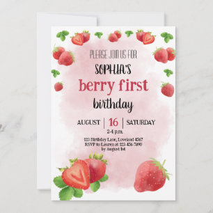 Invitation Fraise 1er anniversaire fête Berry Sweet