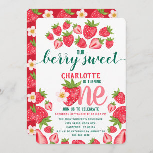 Invitation Fraise 1er Anniversaire Fête Berry Sweet Cute