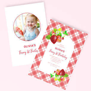 Invitation Fraise 1er anniversaire Photo