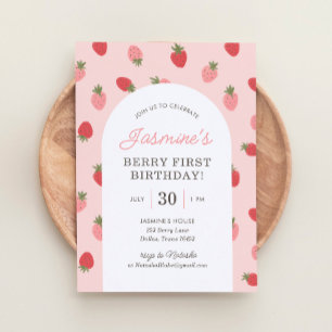 Invitation Fraise 1er fête d'anniversaire