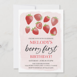 Invitation Fraise 1er fête d'anniversaire ・ Berry Premier Inv