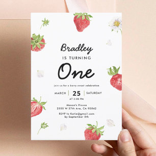 Invitation Fraise 1ère Fille Berry Premier anniversaire