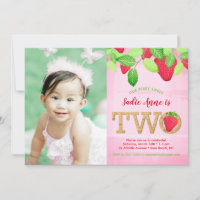 Fraise 2e anniversaire Aquarelle rose photo
