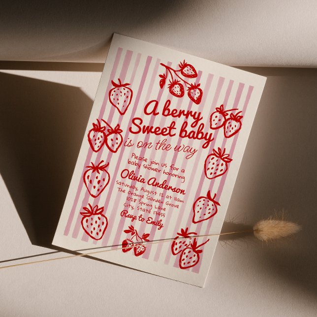 Invitation Fraise à la main do-it-yourself Baby shower fille (Créateur téléchargé)
