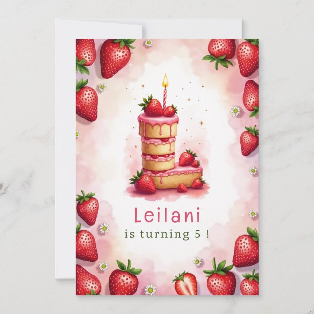 Invitation Fraise Anniversaire Lettre d'invitation L Thème du (Devant)