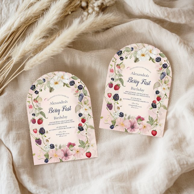 Invitation Fraise Berry 1ère fête d'anniversaire (Créateur téléchargé)