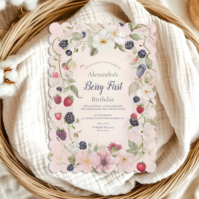 Invitation Fraise Berry 1ère fête d'anniversaire (Créateur téléchargé)