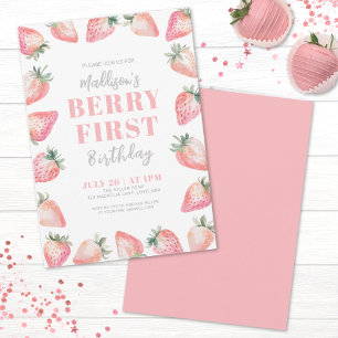 Invitation Fraise Berry 1ère fête d'anniversaire