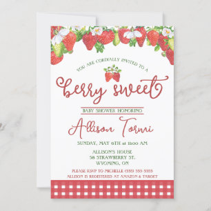 Invitation Fraise, Berry Baby shower doux