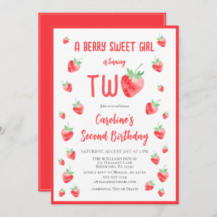 Invitation Fraise Berry été Sweet Second Girl Anniversaire