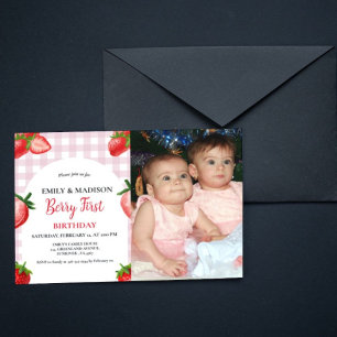 Invitation Fraise Berry Fille premier anniversaire  Berry Swe
