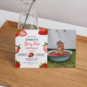 Invitation Fraise Berry Fille premier anniversaire  Berry Swe