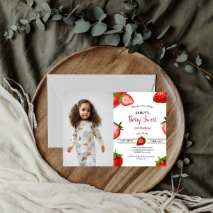 Invitation Fraise Berry Fille premier anniversaire  Berry Swe