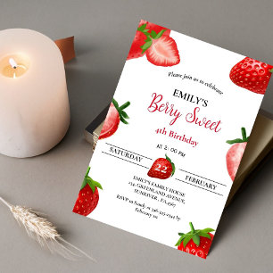 Invitation Fraise Berry Girl n'importe quel anniversaire  Ber