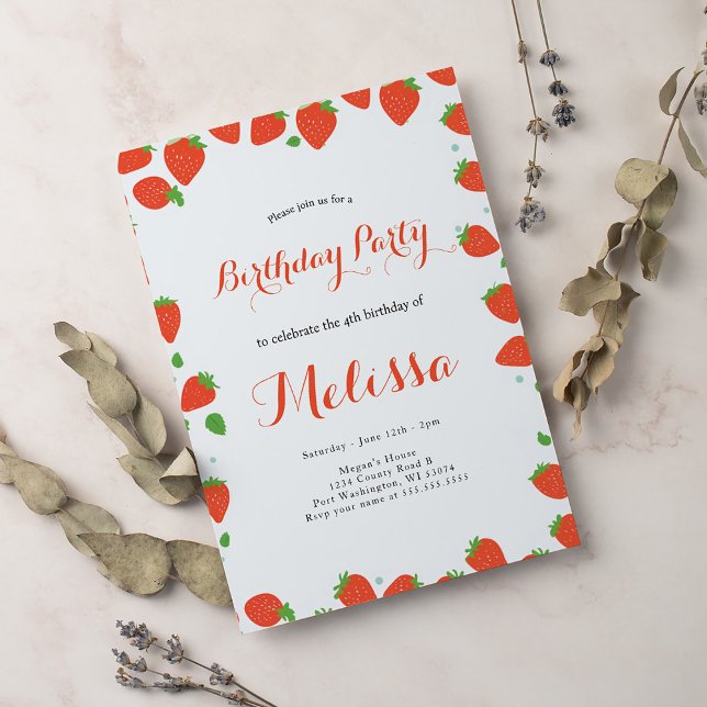 Invitation Fraise Berry Sweet Anniversaire (Créateur téléchargé)