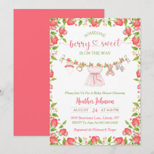 Invitation Fraise Berry Sweet Clothesline Baby shower