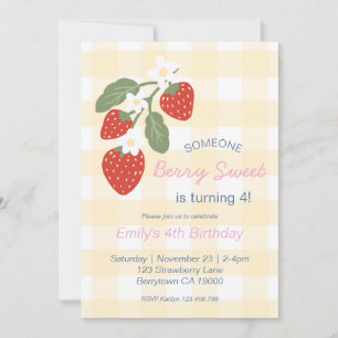 Invitation Fraise Berry Sweet Country Printemps Anniversaire