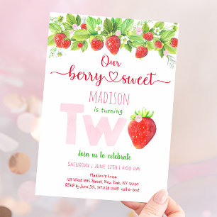 Invitation Fraise Berry Sweet Deuxième anniversaire