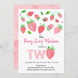 Invitation Fraise Berry Sweet Deuxième anniversaire