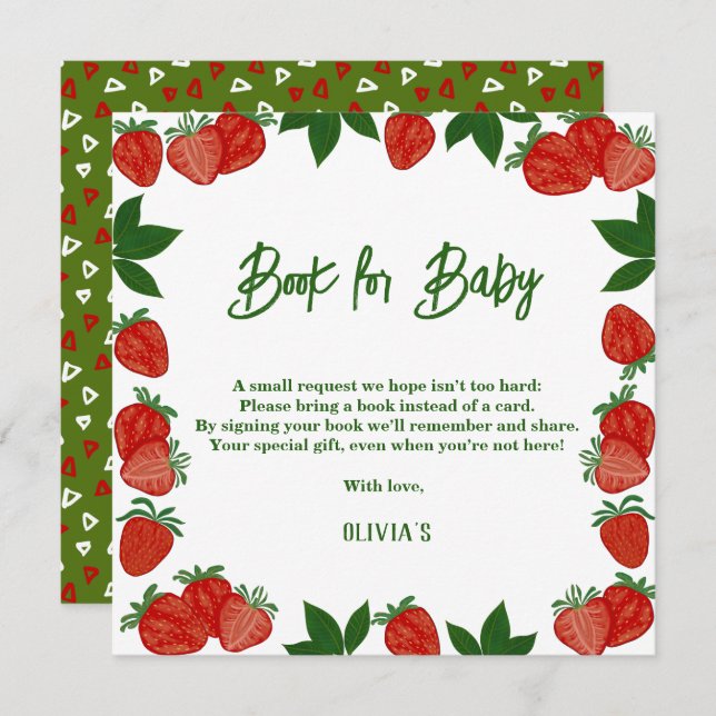 Invitation Fraise Berry Sweet Fruit Frais Cadeau Bébé livre (Devant / Derrière)