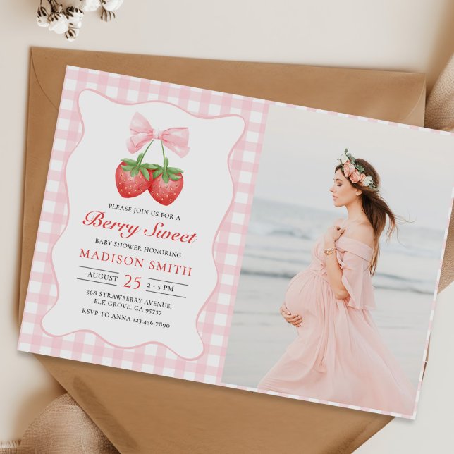 Invitation Fraise Berry Sweet Girl Baby shower photo (Créateur téléchargé)