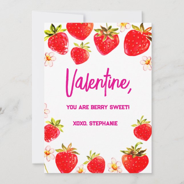 Invitation Fraise Berry Sweet Kids Valentines Day (Devant)