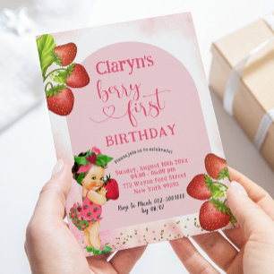 Invitation Fraise Berry Sweet Mexicaine Fille Premier anniver