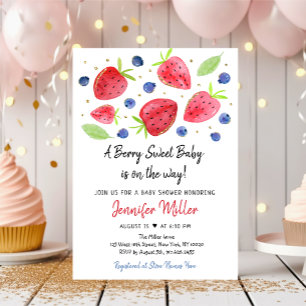 Invitation Fraise bleuet Berry Baby shower doux