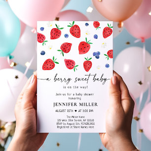 Invitation Fraise bleuet Berry Baby shower doux