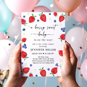 Invitation Fraise bleuet Berry Baby shower doux