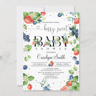 Invitation Fraise bleuet Berry Baby shower doux