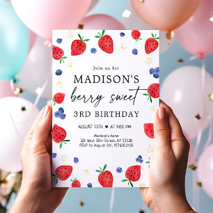 Invitation Fraise bleuet Berry Sweet Anniversaire