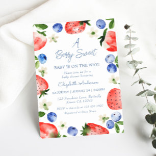Invitation Fraise bleuet Berry Sweet Boy Baby shower