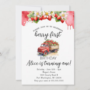 Invitation Fraise Camion Elegance Berry Premier anniversaire