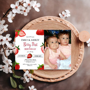 Invitation Fraise Girl Twin Premier anniversaire  Berry Sweet