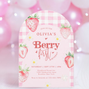 Invitation Fraise mignonne Berry 1er Arc Anniversaire