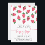 Invitation Fraise mignonne Fille Berry Première fête d'annive<br><div class="desc">Cute Strawberry Girl First Birthday Pink Party Invitation Message moi pour tous les ajustements nécessaires.</div>